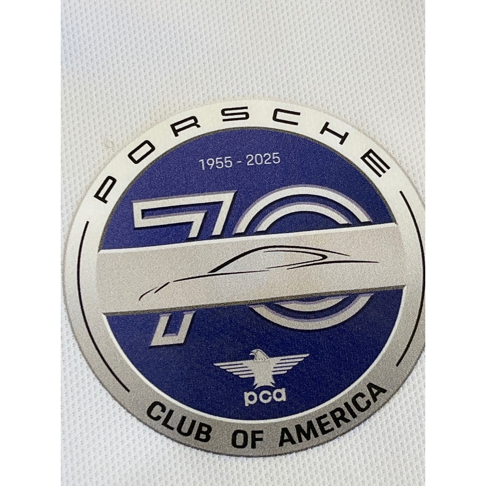 Paragon Porsche Club of America 70th Anniversary Polo Shirt Mens Small White PCA